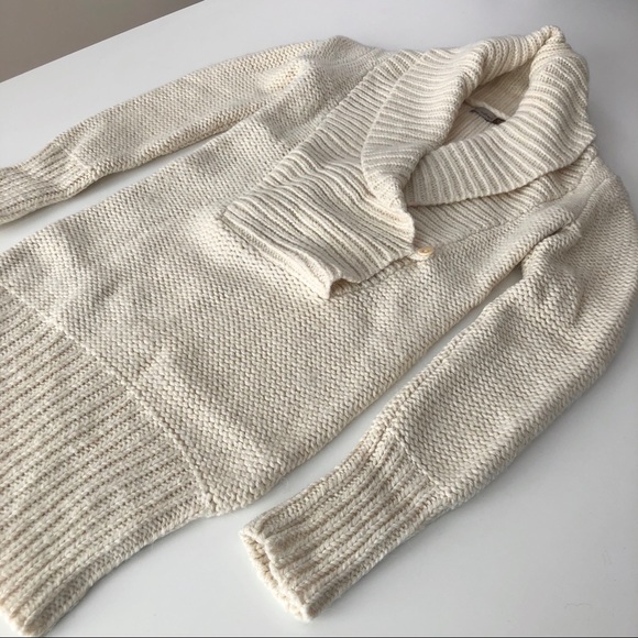Wilfred Aritzia Women's Cream Chunky Wool Blend Shawl Collar Sweater XS - Picture 5 of 11